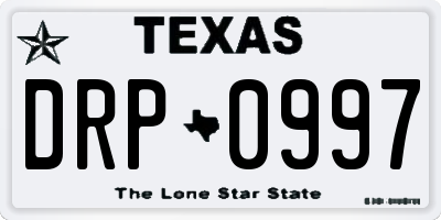 TX license plate DRP0997