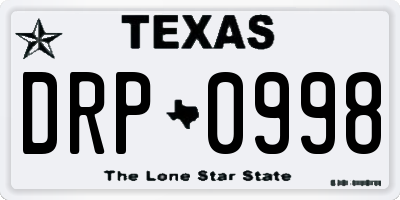 TX license plate DRP0998