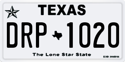 TX license plate DRP1020