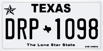 TX license plate DRP1098