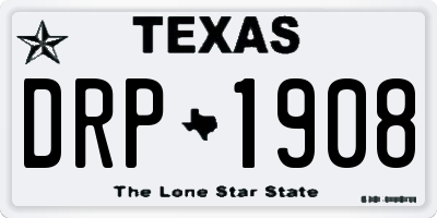 TX license plate DRP1908