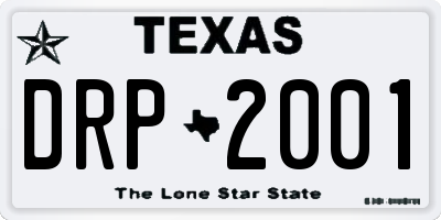 TX license plate DRP2001
