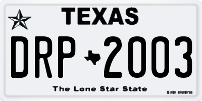 TX license plate DRP2003