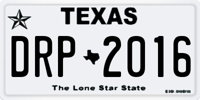 TX license plate DRP2016