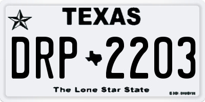 TX license plate DRP2203