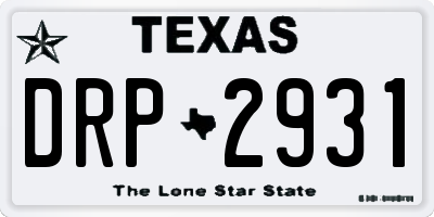 TX license plate DRP2931