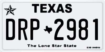 TX license plate DRP2981