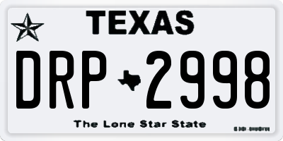 TX license plate DRP2998