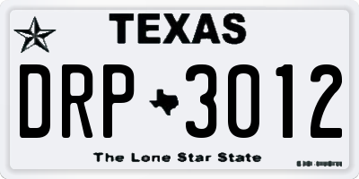 TX license plate DRP3012