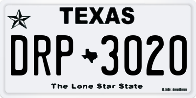 TX license plate DRP3020