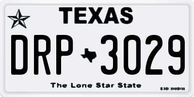 TX license plate DRP3029