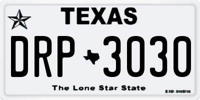 TX license plate DRP3030
