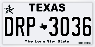 TX license plate DRP3036