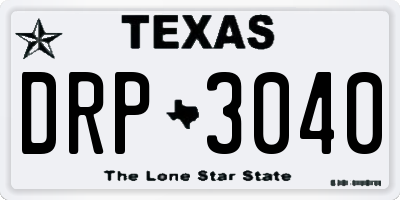 TX license plate DRP3040