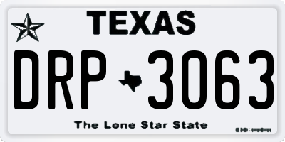 TX license plate DRP3063