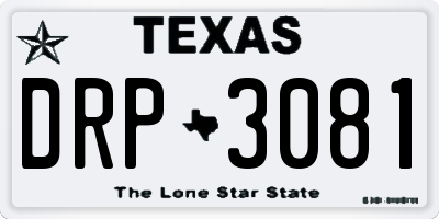 TX license plate DRP3081