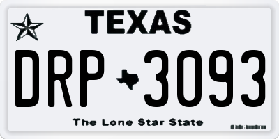 TX license plate DRP3093
