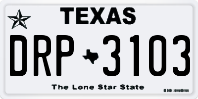TX license plate DRP3103