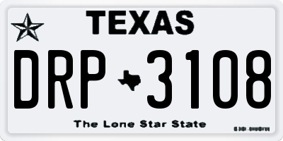 TX license plate DRP3108