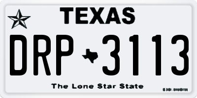 TX license plate DRP3113