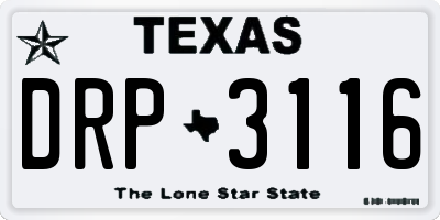 TX license plate DRP3116