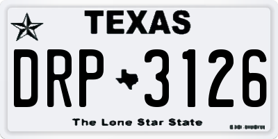 TX license plate DRP3126