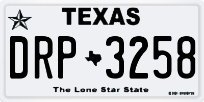 TX license plate DRP3258