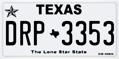 TX license plate DRP3353