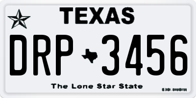 TX license plate DRP3456
