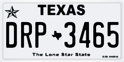 TX license plate DRP3465