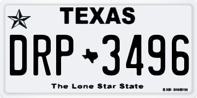 TX license plate DRP3496
