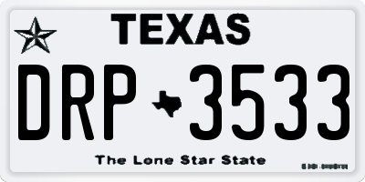 TX license plate DRP3533