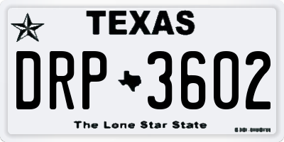 TX license plate DRP3602
