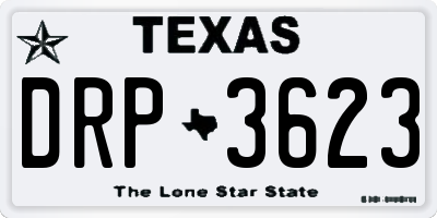TX license plate DRP3623