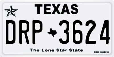 TX license plate DRP3624