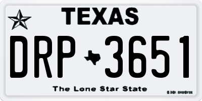 TX license plate DRP3651