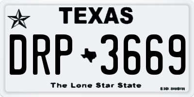 TX license plate DRP3669