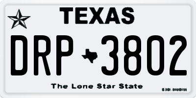 TX license plate DRP3802