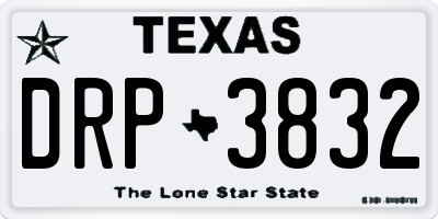 TX license plate DRP3832