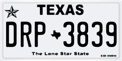TX license plate DRP3839
