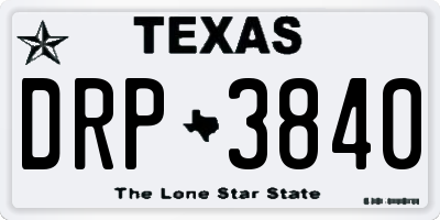 TX license plate DRP3840