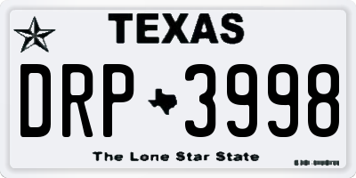 TX license plate DRP3998