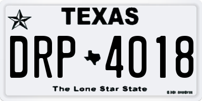 TX license plate DRP4018