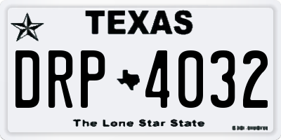TX license plate DRP4032