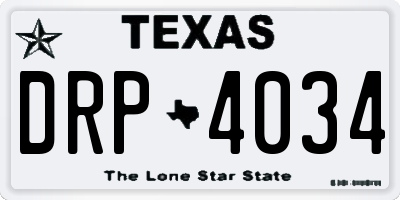 TX license plate DRP4034
