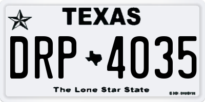 TX license plate DRP4035