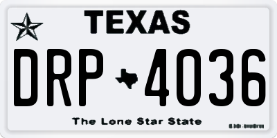 TX license plate DRP4036