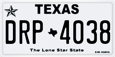 TX license plate DRP4038