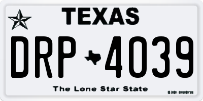 TX license plate DRP4039
