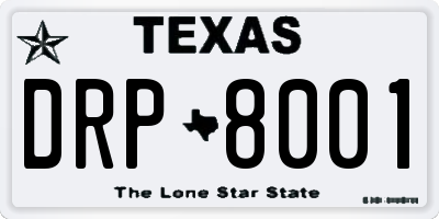TX license plate DRP8001